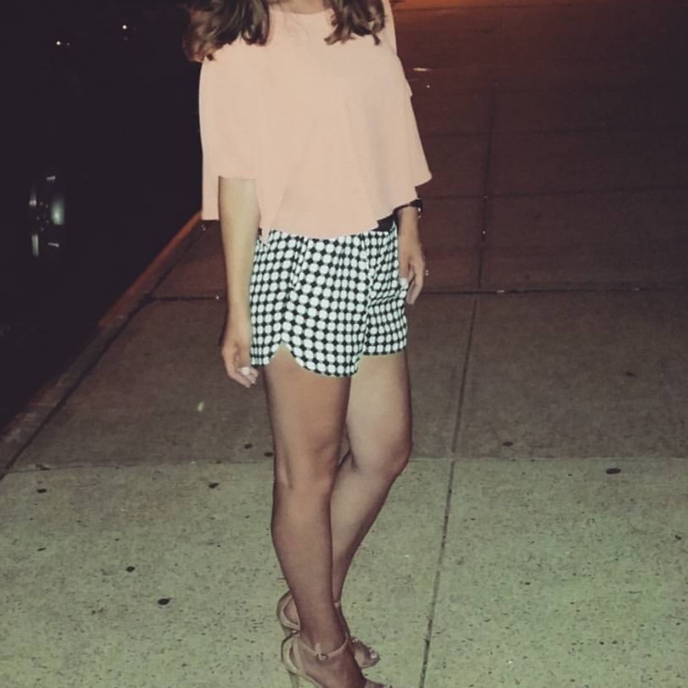 Zara black and white patterned shorts